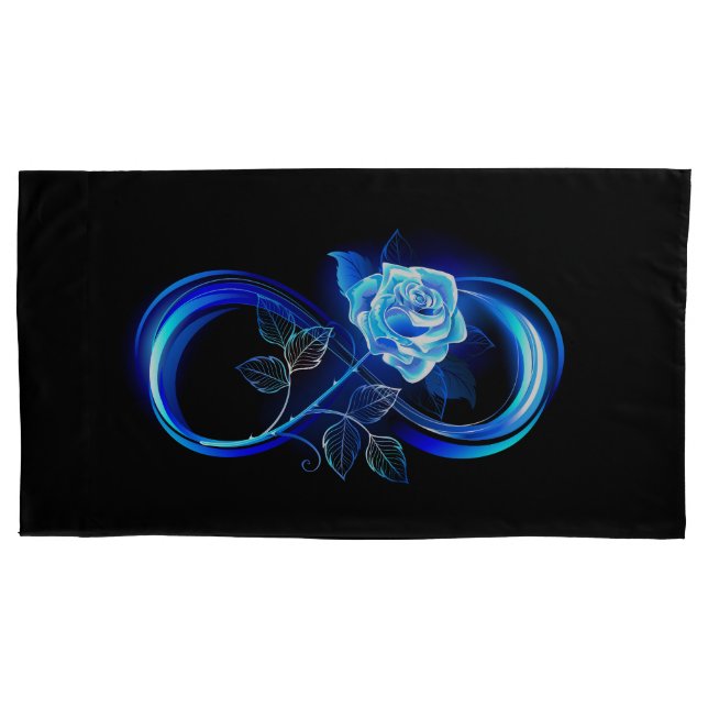 Funda De Cojín Glowing infinity with blue rose (Anverso)
