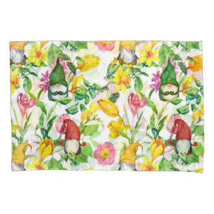 Funda De Cojín gnomos escandinavos: acuarela floral de primavera.