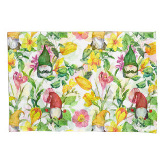 Funda De Cojín gnomos escandinavos: acuarela floral de primavera.
