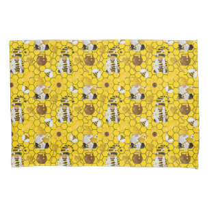 Funda De Cojín Gnomos haciendo miel floral amarilla abejas de mie