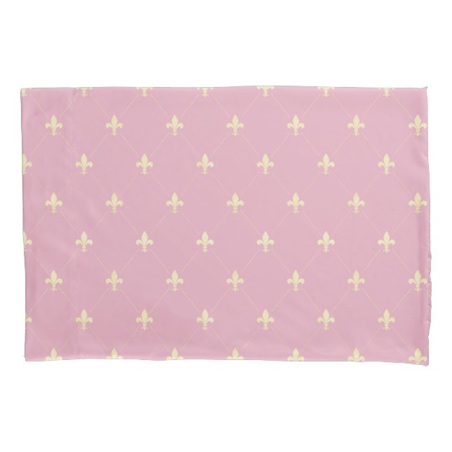 Funda De Cojín Gold Fleur-de-Lis Pink (Anverso-izquierdo)