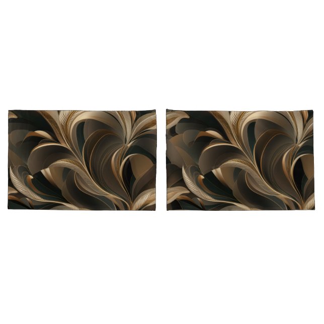 Funda De Cojín Golden Botanical Flow Elegant   (Reverso-Set)