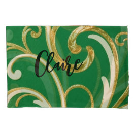 Funda De Cojín Golden Elegance Moss Green pattern