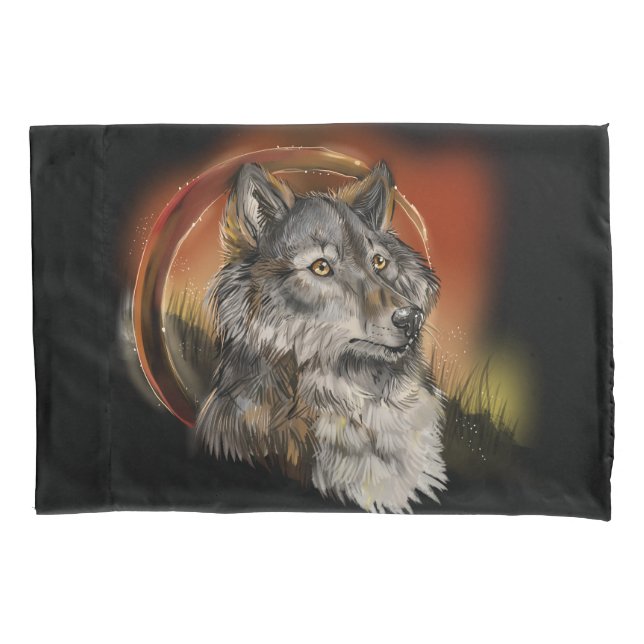 Funda De Cojín Golden Gaze Wolf (Anverso)
