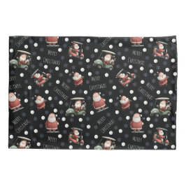 Funda De Cojín Golfing Santa sobre Black