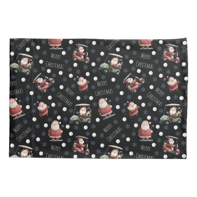 Funda De Cojín Golfing Santa sobre Black (Reverso)