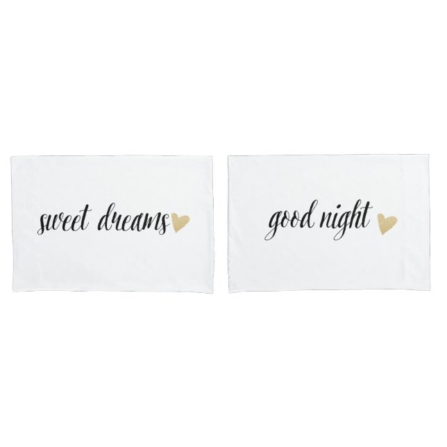 Funda De Cojín Good Night & Sweet Dreams with heart (Anverso - Set)