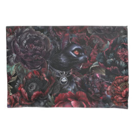 Funda De Cojín Gothic Black Cat & Dark Flowers