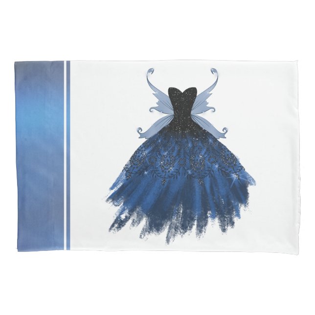 Funda De Cojín Gothic Fairy Navy Gown | Hojas azules de cobalto p (Anverso)
