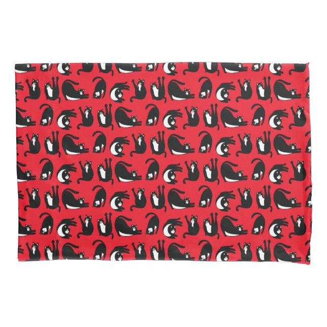 Funda De Cojín Gracioso Gato Rojo Negro (Anverso)
