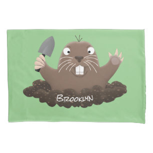 Funda De Cojín Gracioso gopher digging personalizado ilustracion