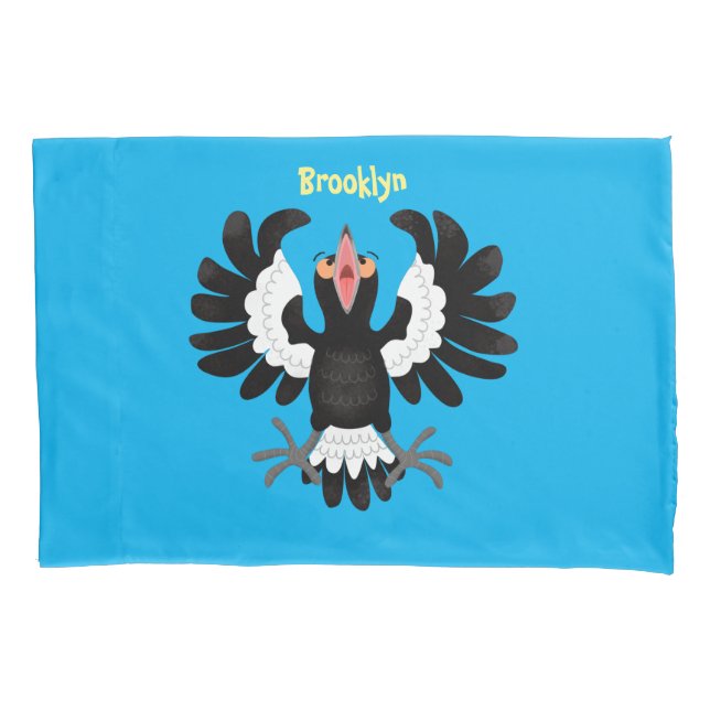 Funda De Cojín Gracioso ilustracion de personalizado magpie austr (Anverso)