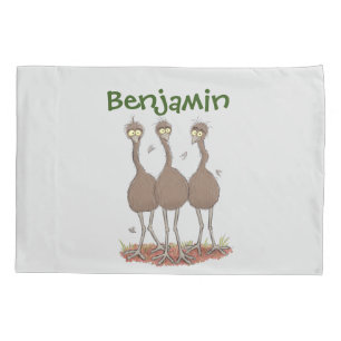 Funda De Cojín Gracioso ilustracion del trío de emu australiano p