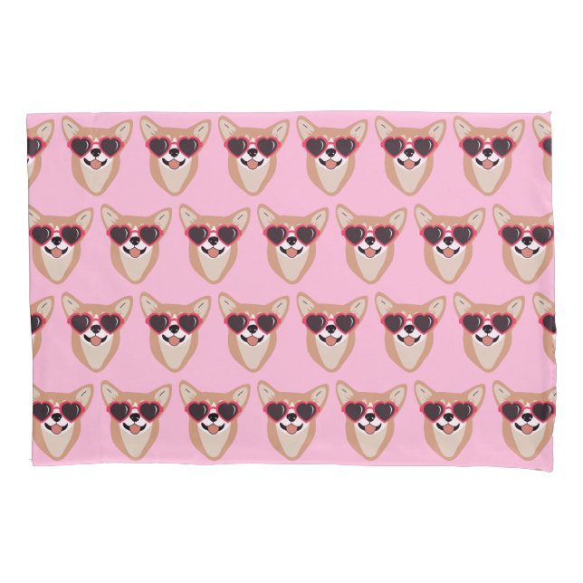 Funda De Cojín Gracioso Pembroke Welsh Patrón Corgi Rosa (Anverso)