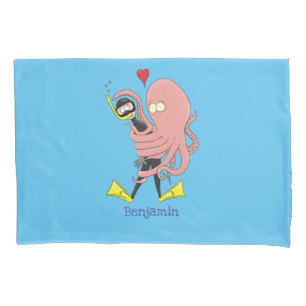 Funda De Cojín Gracioso pulpo abrazos buceo humor personalizado