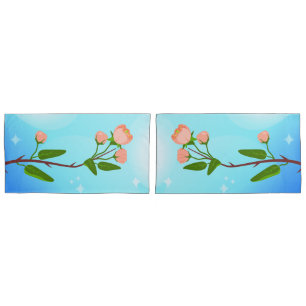 Funda De Cojín Gradiente azul del cielo con rama de primavera flo