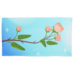 Funda De Cojín Gradiente azul del cielo con rama de primavera flo