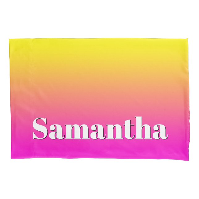 Funda De Cojín Gradiente rosa de neón amarillo brillante (Anverso)