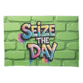 Funda De Cojín Graffiti Colorful Text Saying Seize The Day