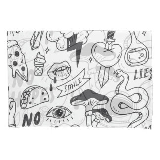Funda De Cojín Graffiti lindo: Conjunto de arte Doodle.
