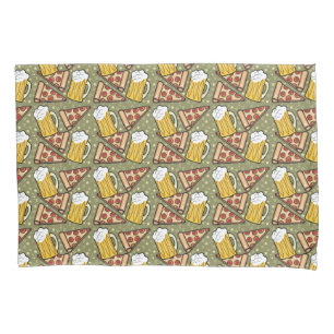 Funda De Cojín Gráfico de la cerveza y de la pizza
