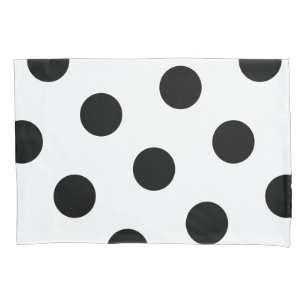 Funda De Cojín Gran patrón de puntos de polka negro - blanco colo