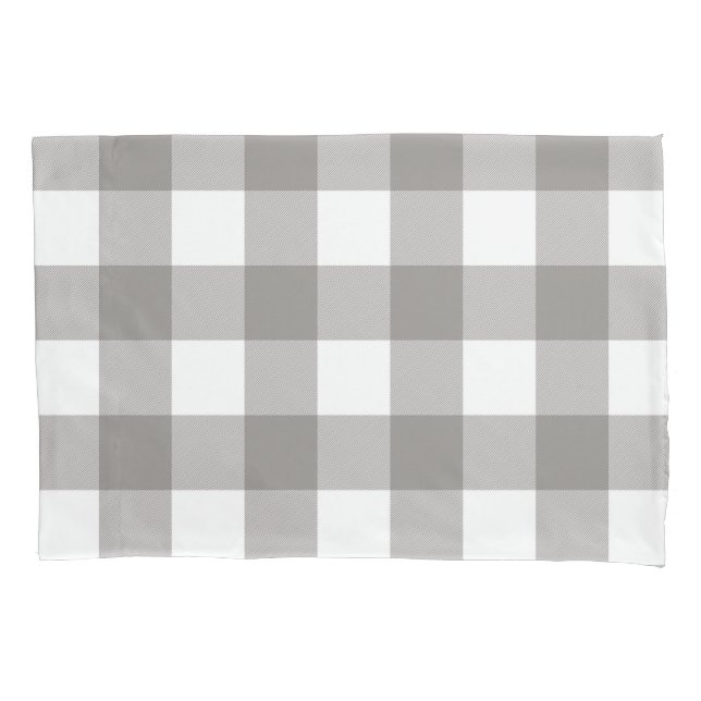 Funda De Cojín Granja Rústico Gris y Blanco Cuadrado de Cuadro Bú (Anverso)