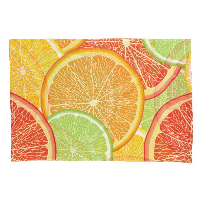 Funda De Cojín Grapefruit y fondo abstracto naranja. (Anverso)