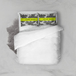 Funda De Cojín Gray Camouflage Pattern, Your name, Personalize