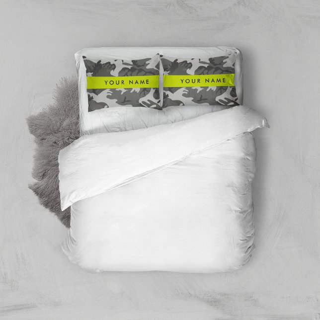 Funda De Cojín Gray Camouflage Pattern, Your name, Personalize (Subido por el creador)