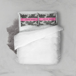 Funda De Cojín Gray Camouflage Pattern, Your name, Personalize