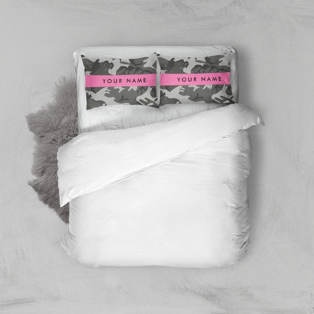 Funda De Cojín Gray Camouflage Pattern, Your name, Personalize (Subido por el creador)
