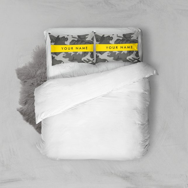 Funda De Cojín Gray Camouflage Pattern, Your name, Personalize (Subido por el creador)