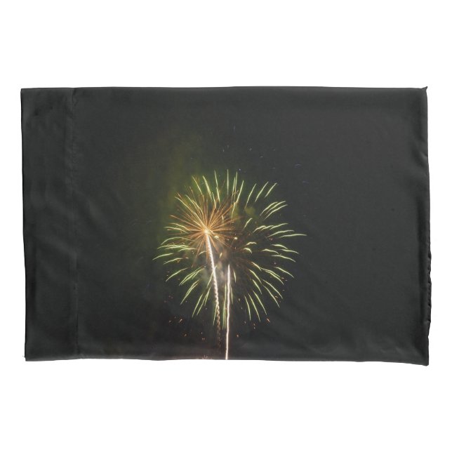 Funda De Cojín Green and Gold Fireworks Holiday Celebration (Anverso)