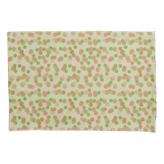 Funda De Cojín Green and Peachy Pink Polka Dots