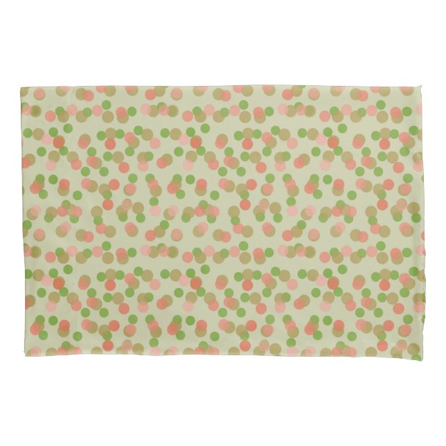Funda De Cojín Green and Peachy Pink Polka Dots (Anverso)