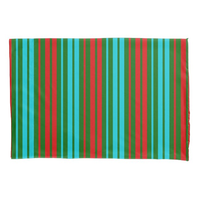 Funda De Cojín Green Red Blue Stripes Pattern   (Anverso)