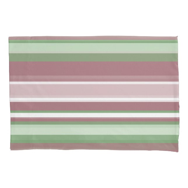 Funda De Cojín Green, Rose and Pink Stripes (Anverso)