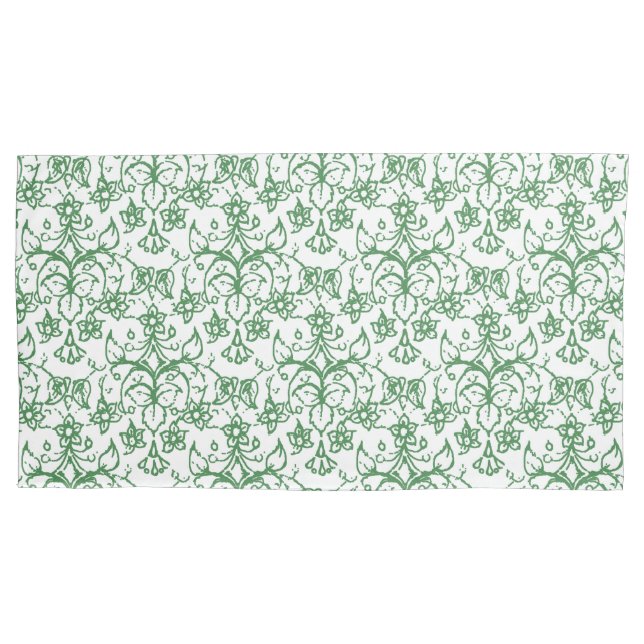 Funda De Cojín Green White Periwinkles Patrón Floral Lace (Anverso-izquierdo)