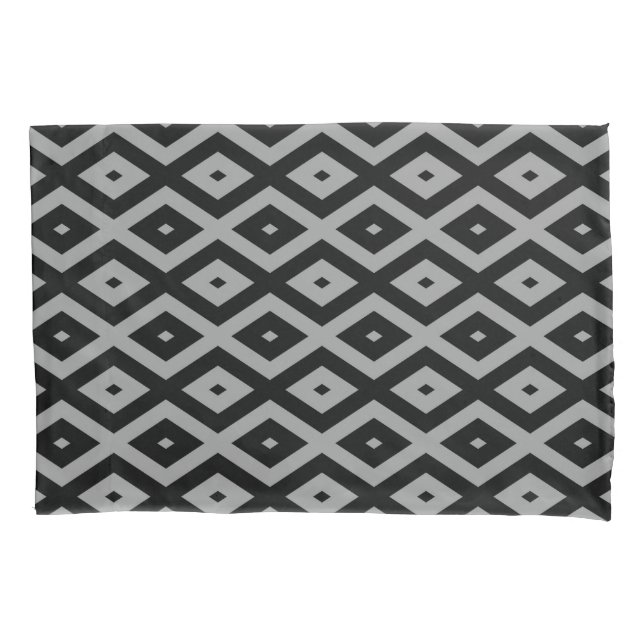 Funda De Cojín Grey and black diamond pattern (Anverso)