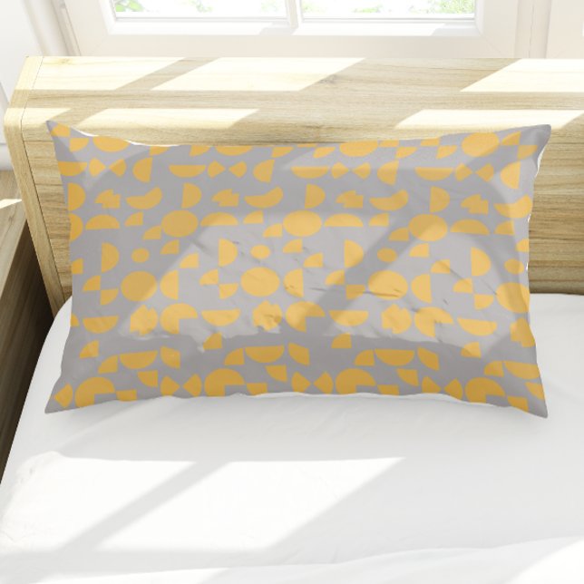 Funda De Cojín Gris amarillo moderno elegante tribal geométrica (Yellow Grey Modern Elegant Geometric Tribal Pillow Case)
