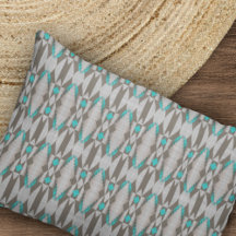 Gris Taupe Aqua Turquoise Blue Tribal Art Pattern