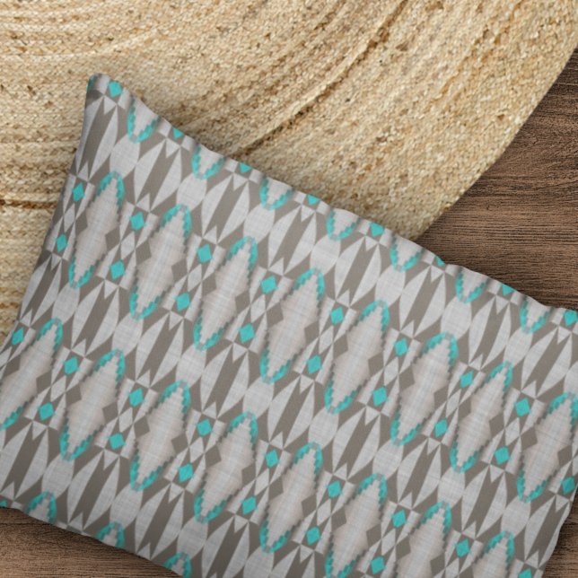 Funda De Cojín Gris Taupe Aqua Turquoise Blue Tribal Art Pattern (Subido por el creador)