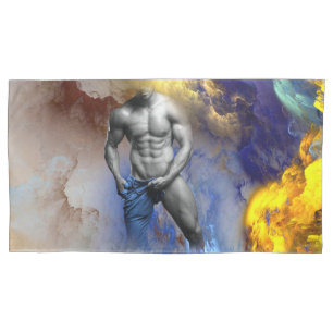 Funda De Cojín Grito de la figura muscular masculina en escala de