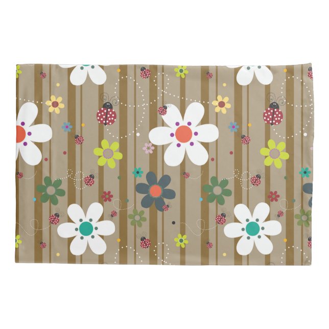 Funda De Cojín Groovy 70 Retro Hippie Flor Ladybug (Reverso)