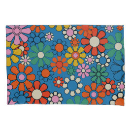 Funda De Cojín Groovy Retro 60s 70s Flores Patrón Floral