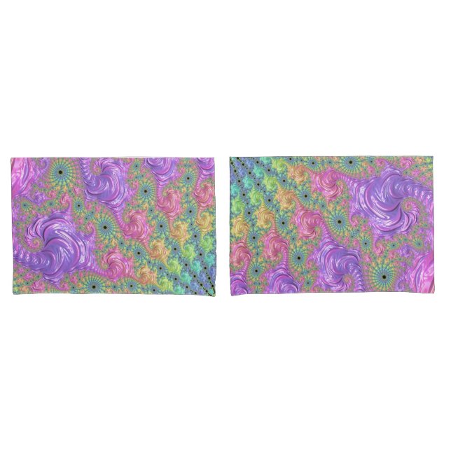 Funda De Cojín Groovy Trippy Boho Tonos de Joyas Arcoíris Fractal (Anverso - Set)