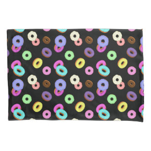 Funda De Cojín Guay divertido colorido donuts patrón negro