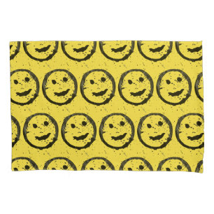 Funda De Cojín Guay Seted Happy Sonriente patrón de cara amarillo