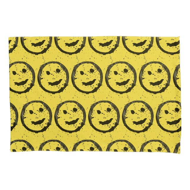 Funda De Cojín Guay Seted Happy Sonriente patrón de cara amarillo (Anverso)